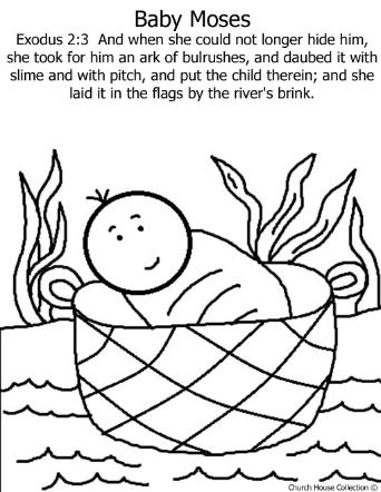 Baby Moses In Basket Coloring Page